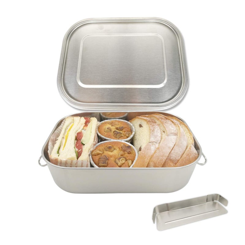 UPTRUST Leak Proof Stainless Steel Lunch Food Container, Large Bento Boxes Metal Lunch Box for Kids or Adults - Lockable Clips (1400ML/47oz) - Image 1